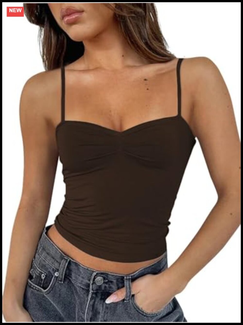 Spaghetti Strap Sweetheart Neck Pleated Bustier Backless Crop Tank Top